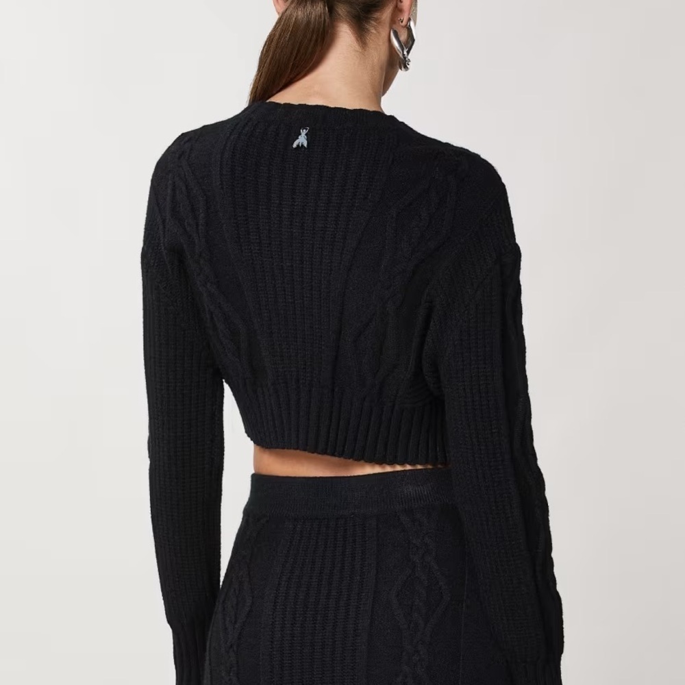 2/$250 Patrizia Pepe black cable knit cropped sweater - XS (0) NWOT - Picture 3 of 7